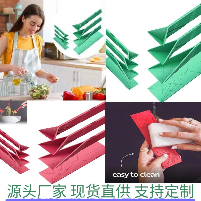 Nuevo transfronterizo plano 3 en 1 cucharas de medición cucharas de medición plegables planos 3 en 1 cucharas de medición