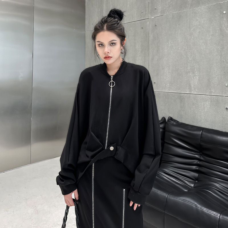 Yamamoto estilo oscuro diseño abrigo corto para las mujeres otoño nueva suelta adelgazamiento pequeño océano temperamento manga larga cardigan
