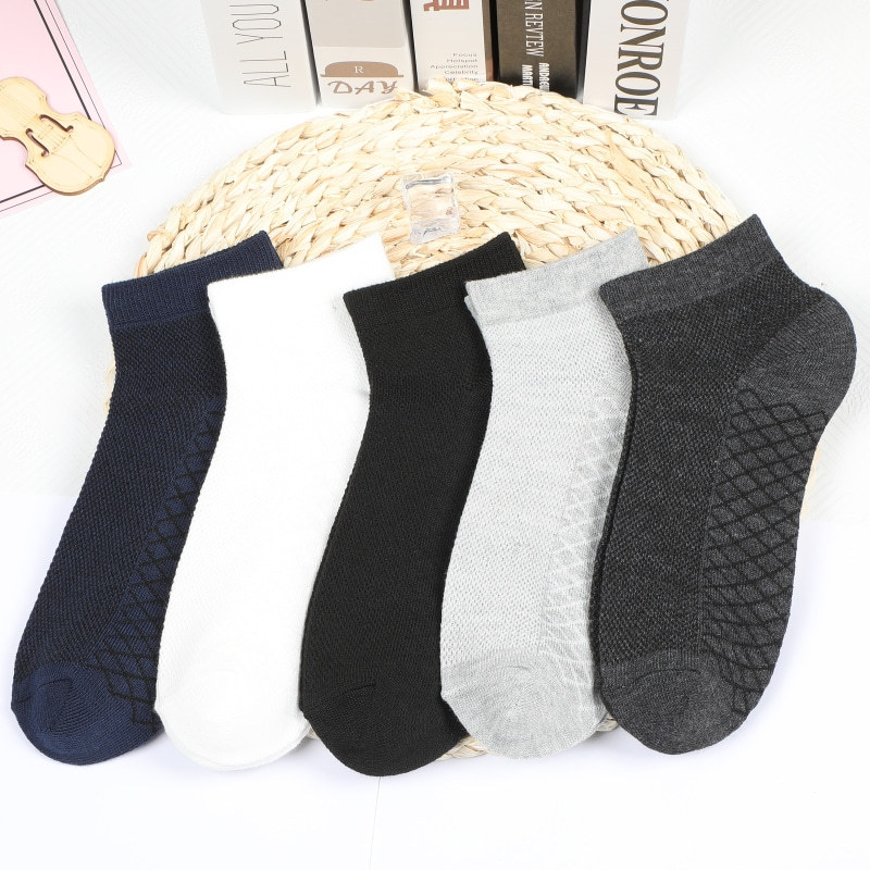 Socks Men's Summer Sweat-Absorbent Spring and Summer Thin Socks Breathable Business Mid-Calf Socks Basketball Socks Massage Bottom Sports Socks