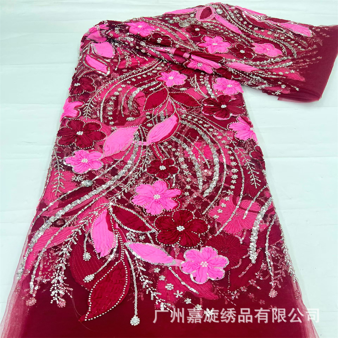 África Vietnam vestido de boda vestido de espectáculo vestido de boda con cuentas roscas bordadas de paleta tela de bordado encaje vestido de boda