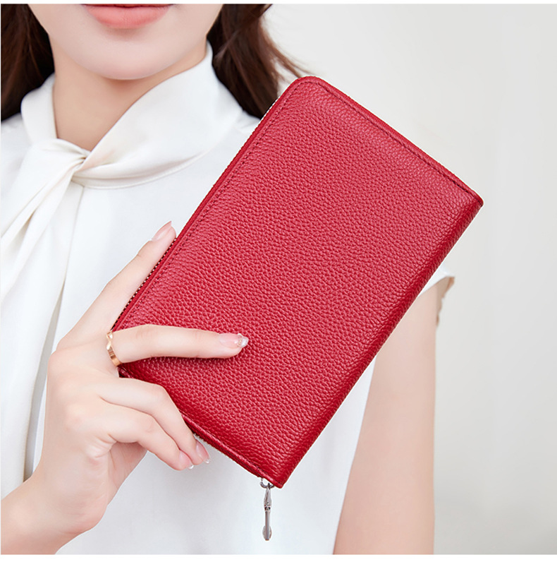 Gepäck & Taschen Oberschicht Rindsleder RFID Reisepasstasche Reißverschluss lange Passbuchtasche multifunktionale Dokumententasche große Kapazität echtes Leder Clutch_voghion.com