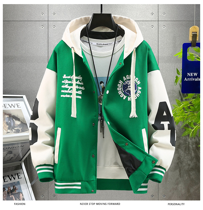 Youth Spring and Autumn Season Jacket Coat Male Junior High School Student Top Handsome Trend Big Boys' Baseball Jersey_voghion.com