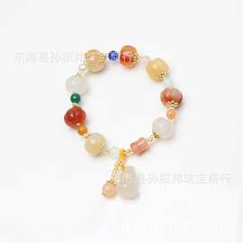 普陀山金丝玉南瓜手串白玉菩提多宝南瓜佛珠女手链送闺蜜好运礼物
