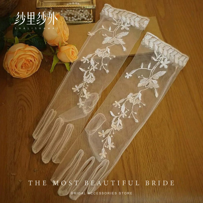 Bridal Wedding Gloves Elegant Retro Lace Original Wedding Dress Super Fairy Mori Yu Love Same Style Photo Accessories