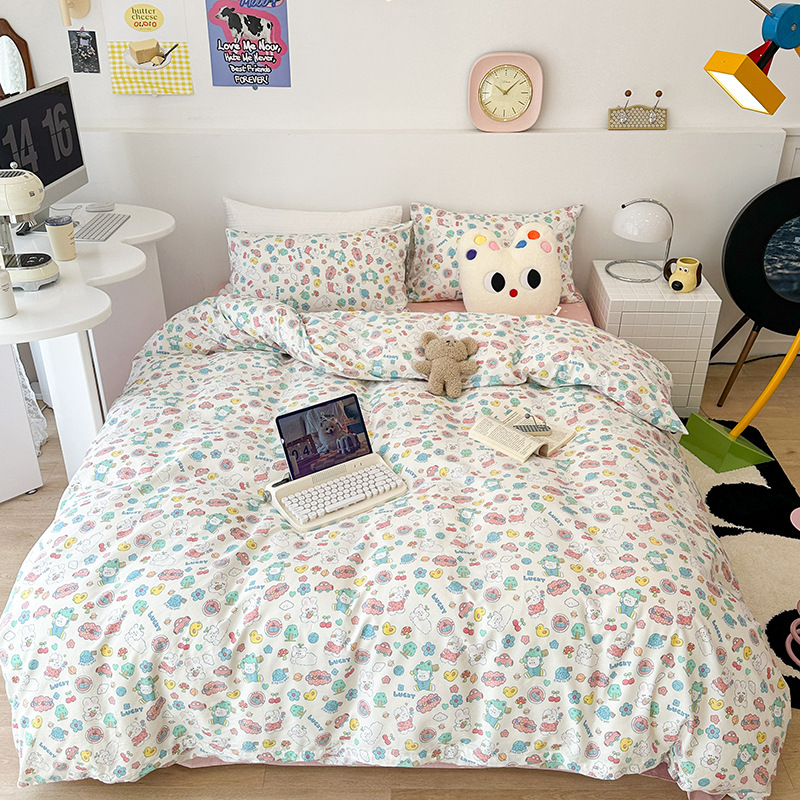 Sábana floral de algodón Juego de cuatro piezas Funda de edredón de algodón 100 Funda de almohada Juego de cama de tres piezas Se puede lavar a máquina 25 modelos domésticos