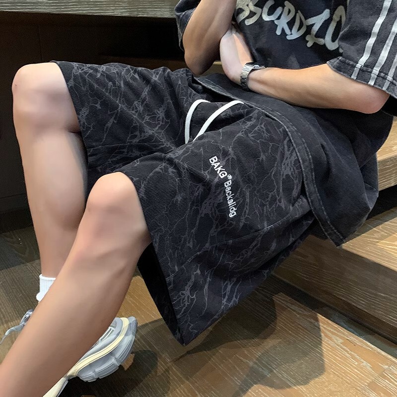Men's Casual Shorts New Summer American Style Mid-Length Shorts Loose Trendy Brand Sports Shorts Trendy Beach Shorts