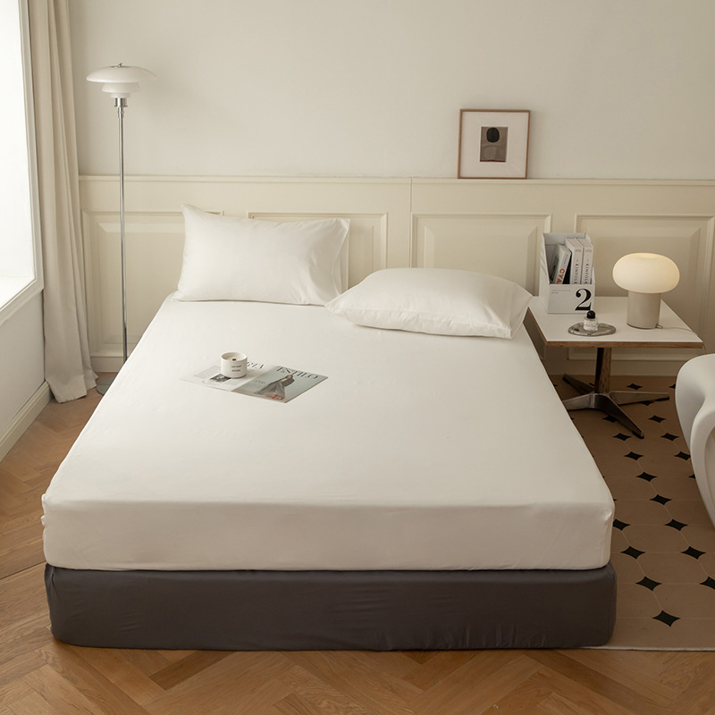 Solid Color Cotton Fitted Bed Sheets Cover Single Piece Pure Cotton Thickeneded Bed Cover 2025 New Bed Bed Sheets Mattress Cover Universal for All Seasons
