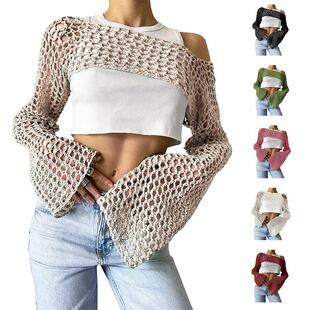 X 71448 Crochet Mesh Crop Cardigan �ֹ��W��̿��_��