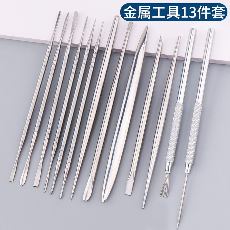 超軽石塑粘土軟陶泥細工棒針手弁模型泥塑粘土土抹刀開眼刀金属工具|undefined