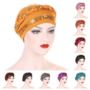 Cross-border hot turban hat embroidered braid turban hat Muslim hat multi-color pullover hat spot