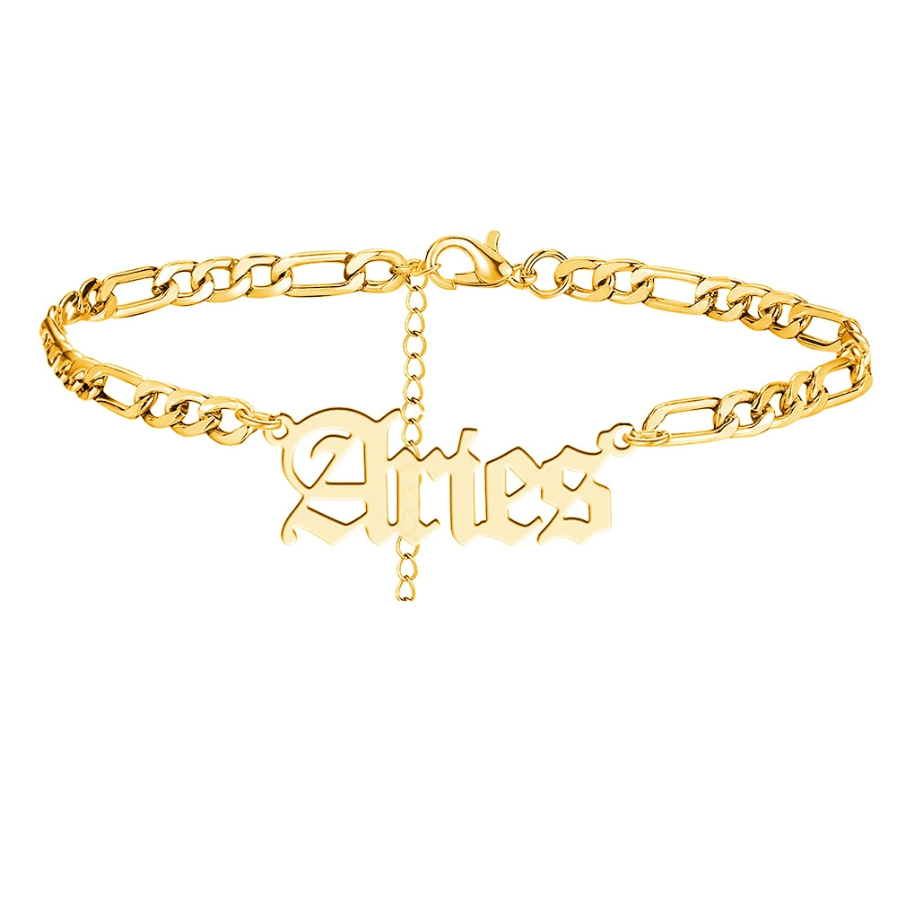 Fashionable ankle bracelet, beach zodiac signs stainless steel for beloved, European style, simple and elegant design