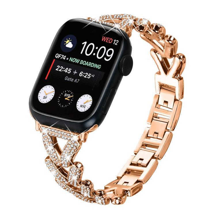 xDfind Correa de metal con diamantes de lino para Apple Watch 38 / 40 / 41 / S10 42mm 20m