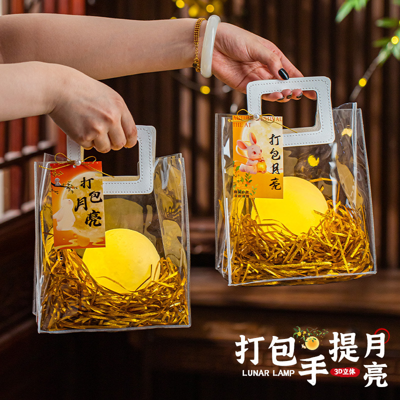 中秋节灯笼儿童手提发光月亮灯手工diy材料创意打包月球礼物装饰|undefined