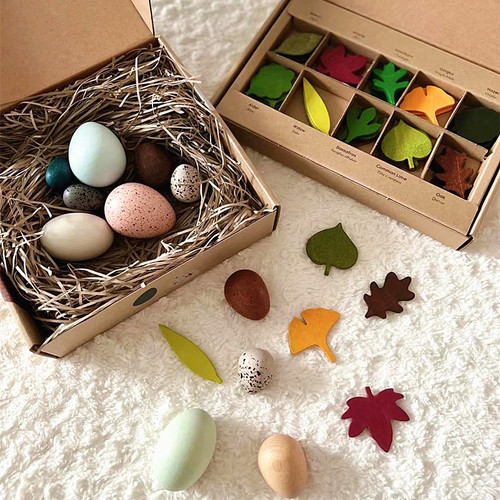 Cross-border ins simulated bird egg wooden children's play house painted egg duck egg shooting props and decorations