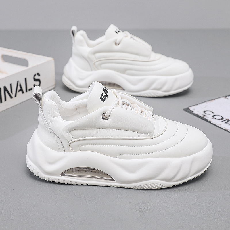 潮款麵包鞋男2024春季新款小白鞋厚底氣墊老爹鞋運動休閒鞋子