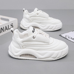 潮款麵包鞋男2024春季新款小白鞋厚底氣墊老爹鞋運動休閒鞋子