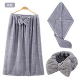 Комфортный коралловый комплект, мягкое полотенце для волос с бантиком, заколка для волос, повязка на голову, Amazon, хорошо впитывает воду, 3 предмета, простой и элегантный дизайн