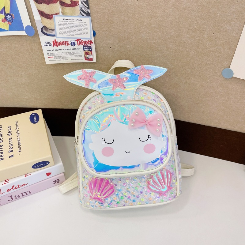 Mochila de moda de sequillas para niños y niñas, jardín de infantes, mochila para bebés, caricatura encantadora conchas de estrellas, mochila para niños
