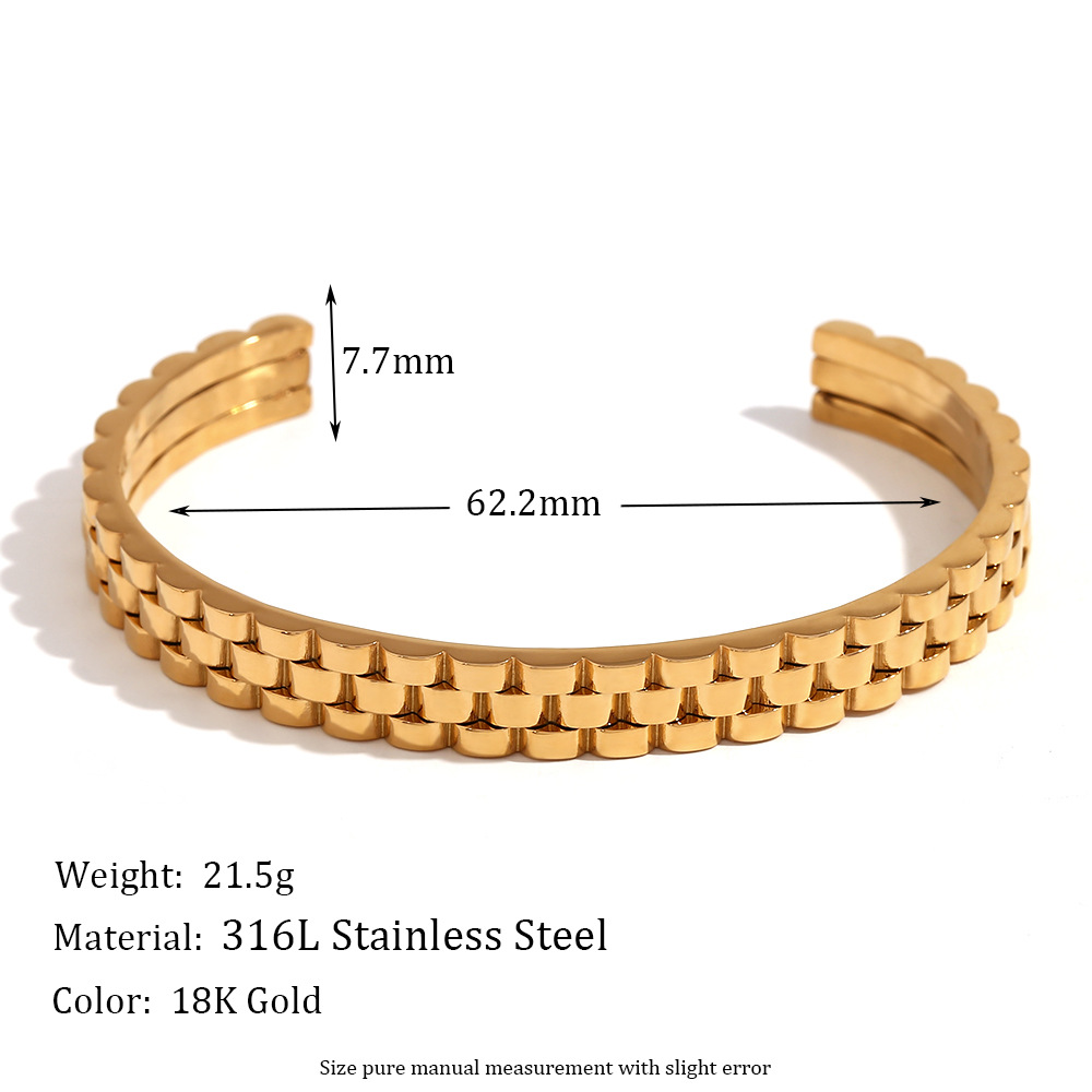 18K Gold Plated Stainless Steel Open Bangle