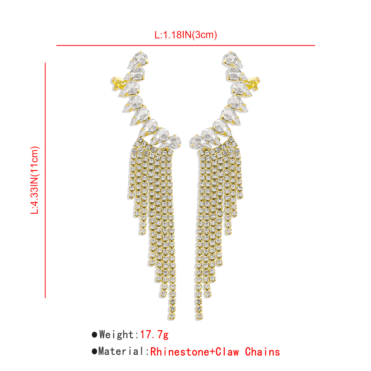 20g Weight Rhinestones Inlay Material Earrings Classification Alloy Material Geometric Pattern Women'S Gender Fashion Style Gold, Silver Color Fashion Geometric Alloy Rhinestones Drop Earrings 4