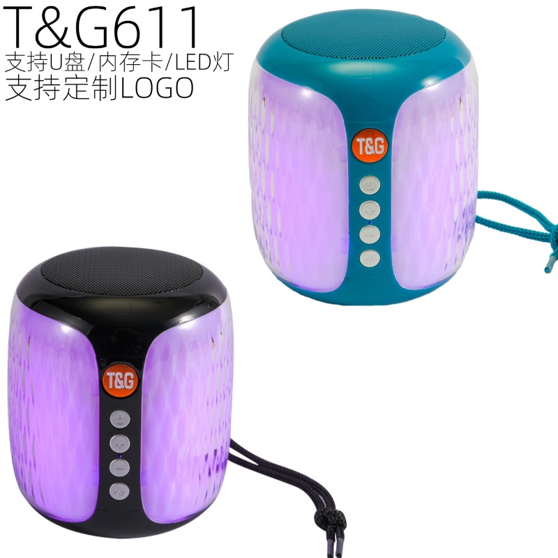 Luz TG611led transfronteriza Altavoz Bluetooth Tarjeta de subwoofer Portátil Pequeño Audio Bluetooth Pequeño Cañón de acero Hogar