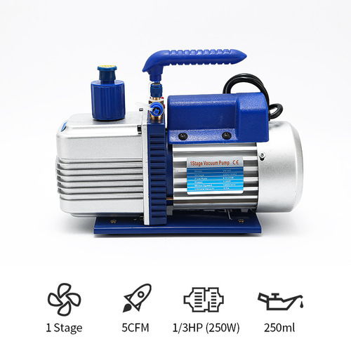 Factory direct supply 2.5 CFM single-stage rotary vane vacuum pump for food packaging, air conditioning repair, vacuum pump laboratory production