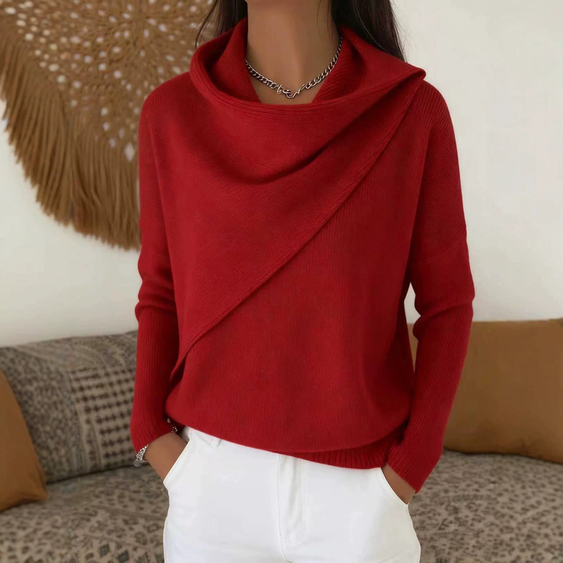 European and American cross-border 2026 autumn and winter women's round-neck pullover knit sweater, Amazon loose-fitting casual style solid color women's top European and American cross-border 2026 autumn and winter women's round-neck pullover knit sweater, Amazon loose-fitting casual style solid color women's top