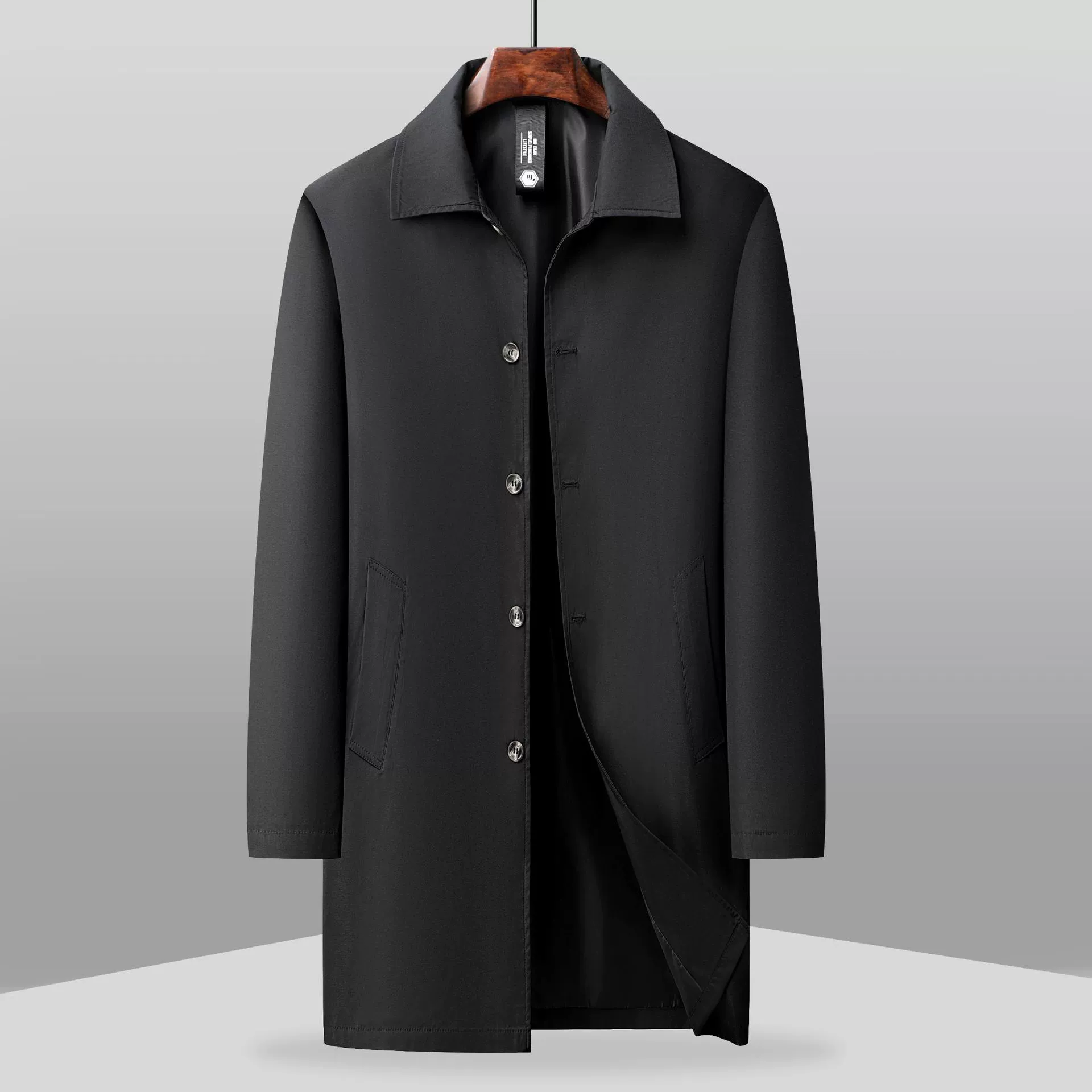 Fat Brother 2025 мужская ветровка осень новая деловая повседневная мужская одежда средняя длинная ветровка среднего и пожилого возраста