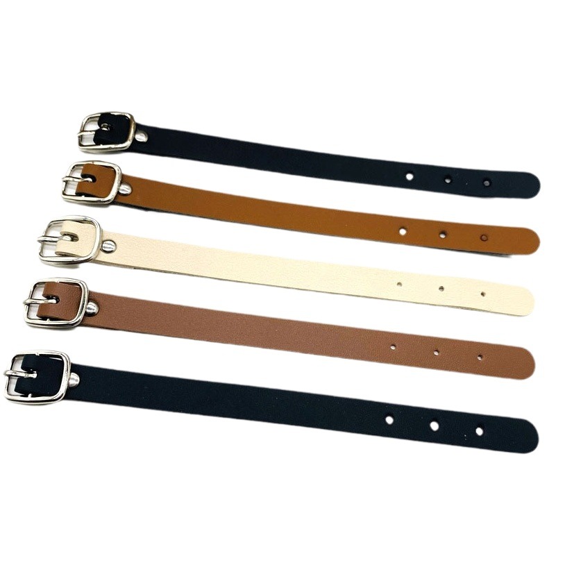 Factory spot wholesale PU small belt luggage tag with leather buckle two-layer cowhide tag boarding pass leather lanyard
