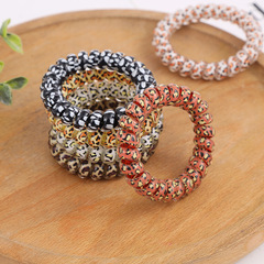 半透明豹紋電話線發圈女韓版簡約絲印頭繩皮筋扎頭髮發圈頭飾