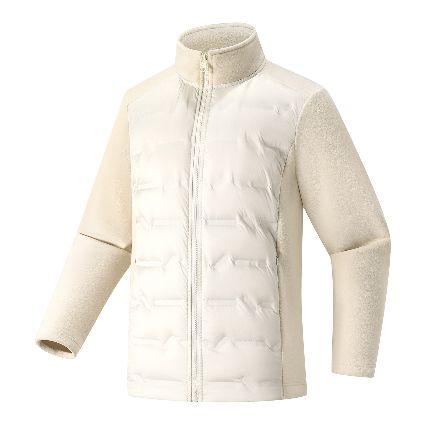 Transfronterizo otoño y invierno blancos de pluma de pluma masculina de invierno de cuello vertical de pelusa de seda de cremallera caliente chaqueta de costilla