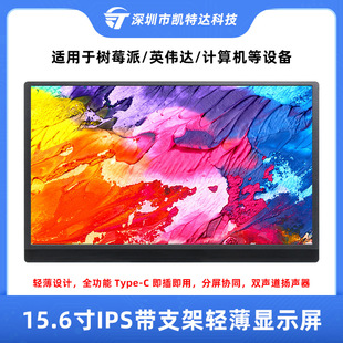 Raspberry Pi 15.6 "IPS Screen with Stand Thin and Light Display 100%sRGB High Color Gamut Dual Channel Speaker