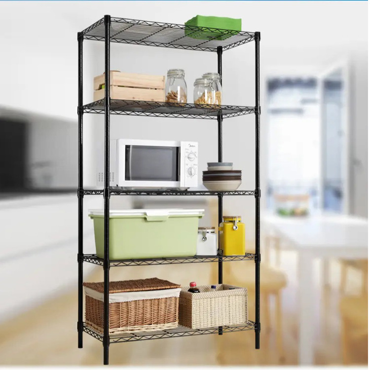 Kitchen Storage Rack Floor-Standing Multi-Layer Storage Shelf Adjustable Height Home Shelf Storage Rack Stainless Steel