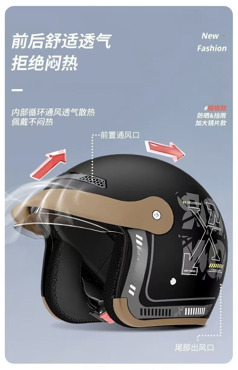 National Standard 3C Certified Electric Motorcycle Helmet Winter Helmet Rainproof Fog-Proof Inner Push Lens Warm Helmet
