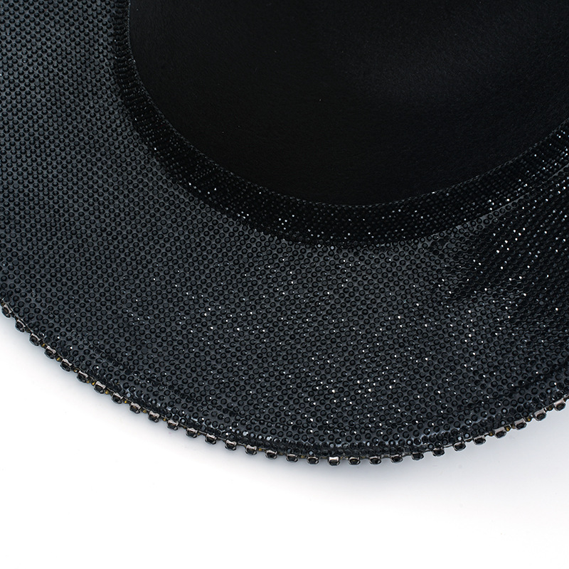 Aliexpress sombrero negro con diamantes para la novia sombrero vaquero adulto temperamento sombrero de moda sombrero de jazz sombrero de protección solar gran brillo
