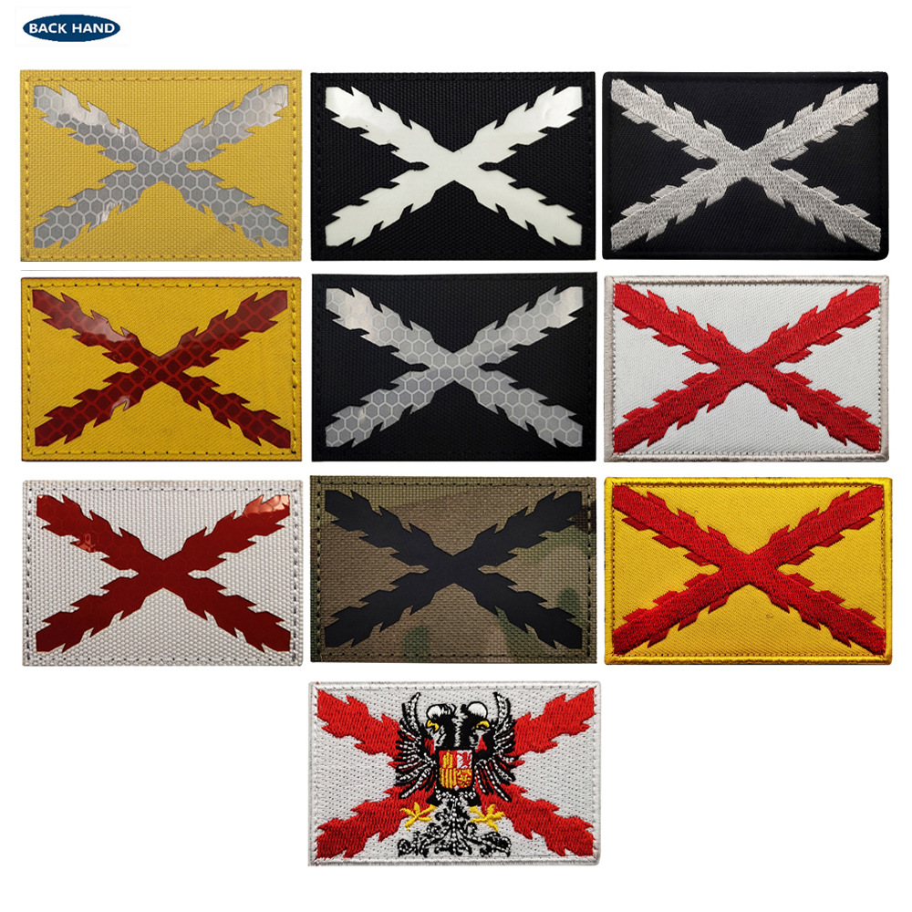 Bordado de suministro de comercio electrónico transfronterizo brazalete español España etiqueta de tela parche bordado sello moral de velcro