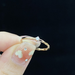 18K Gold Half Chain Design Ring Set with Cultured Diamond Ring for Women 3 Points Small Diamond Ring Fashion Accessible Luxury Ring Ring