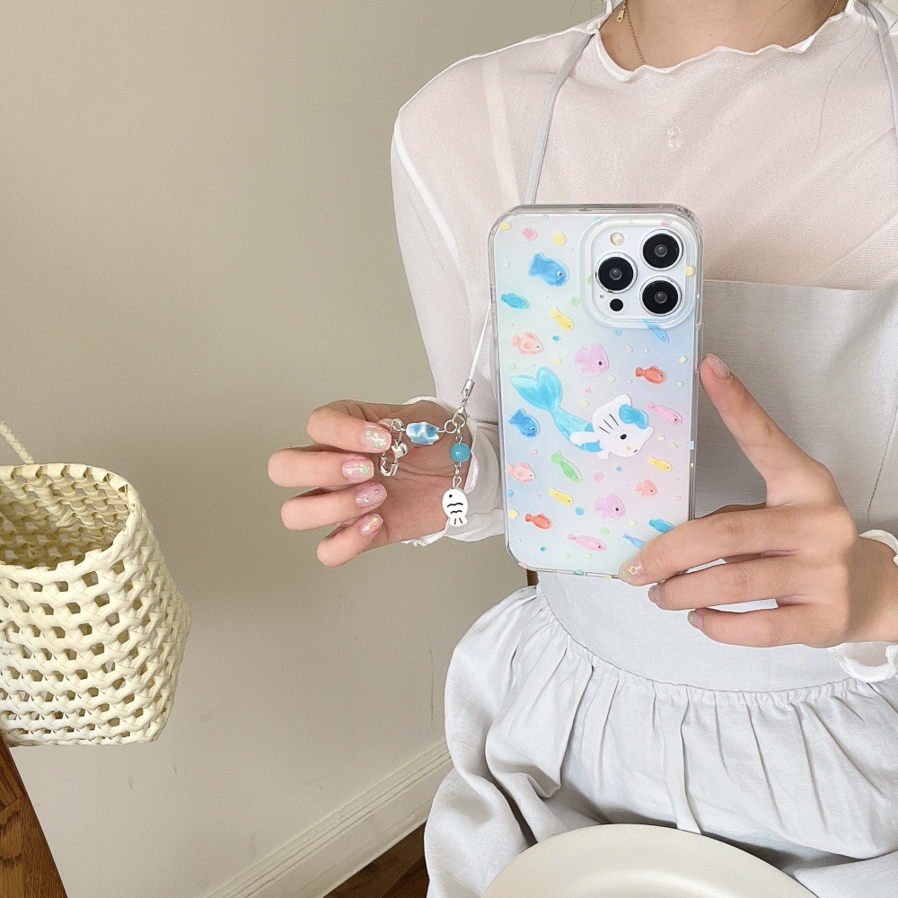 Fun color pez sirena kt para iphone16ProMax Apple 15 funda para teléfono 14 chica 13 nuevo