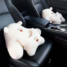 Car Winter Headrest Plush Neck Pillow Internet Popular Cute Bow Car Seat Winter Car Lumbar Headrest