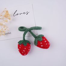 手工制作毛线小樱桃胸针胸花配饰日系小清新毛衣围巾帽子装饰小花