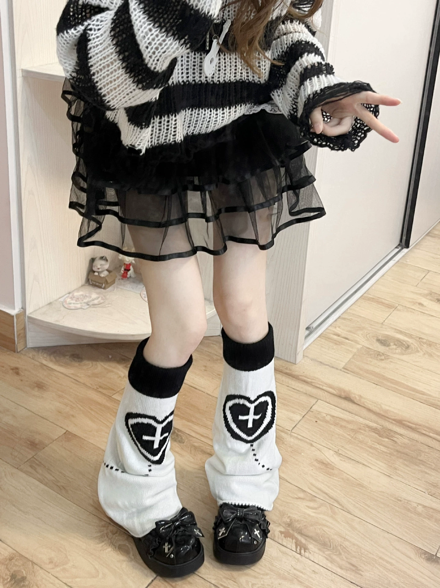 Голени-варежки (Millennium) Y2K Lolita Bow Lace Calf Socks Set, один размер