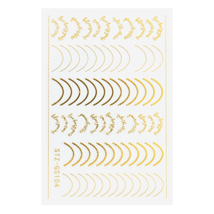 Nuevas pegatinas de uñas transfronterizas pegatinas de oro y plata estilo francés imitación accesorios de metal línea adhesiva pegatinas de uñas