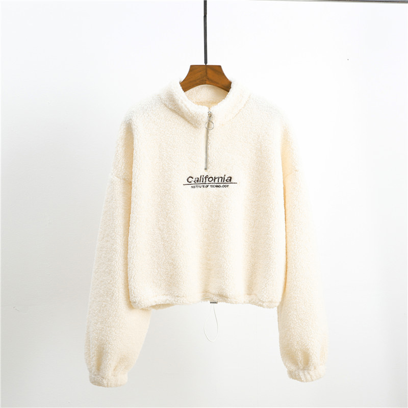 Vêtements pour femmes Pull court en polaire d'agneau Real Shot_voghion.com