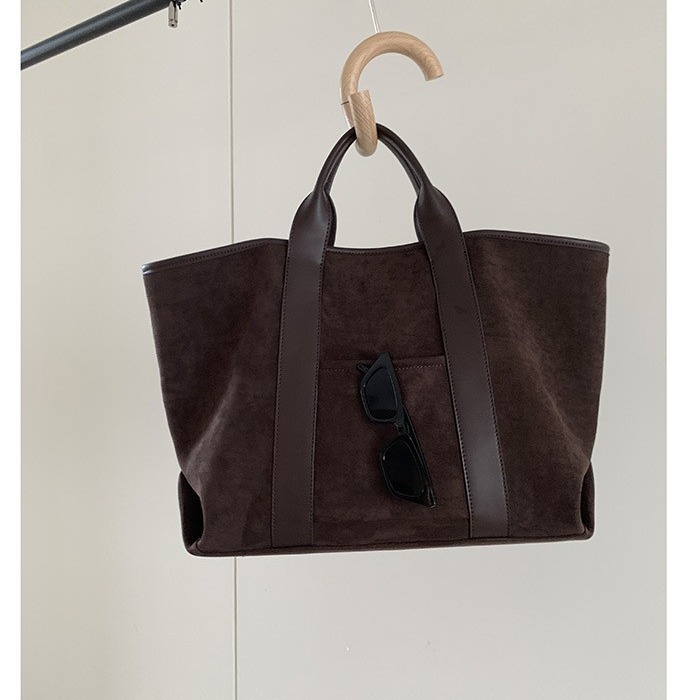 Rou Chen Whiteterm Korean autumn and winter women's bag retro suede large capacity handbag simple trendy tote bag