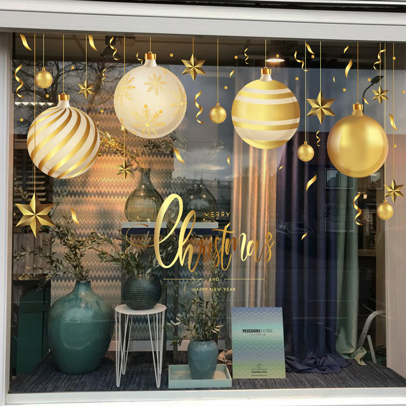愛客jd 4605クリスマスの金の色の卵の英語のアルファベットのガラスは客間のドアと窓の装飾を貼ります。|undefined