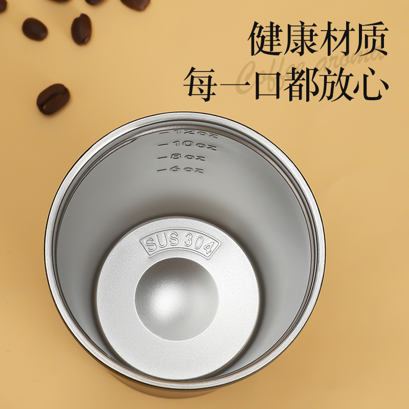 跨境爆款304不锈钢保温杯12oz简约咖啡杯带刻度牛奶杯美式随手杯|undefined