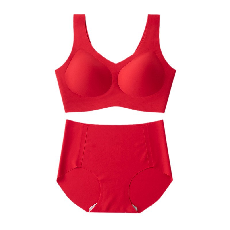 Conjunto de ropa interior roja sin costuras para el año de tu nacimiento, hermoso diseño en la espalda, sin aros, copa antideslizante, sujetador minimizador.