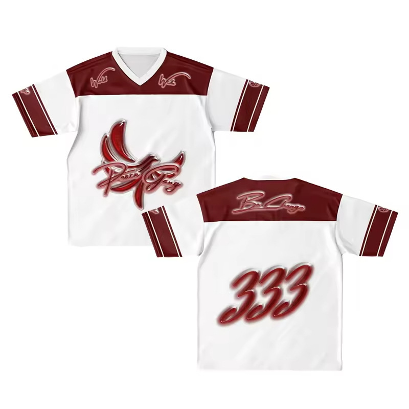 Tf Custom American Football Sweatshirts Breathable Mesh Loose Fit Short Shirt Classic Sublimation Stitching