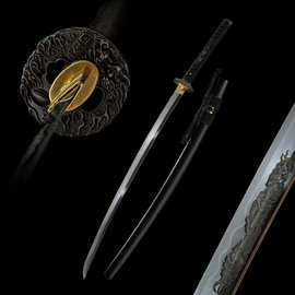 龙泉市手工一体外贸日本刀东洋打刀居合道长刀黑色katana未开刃
