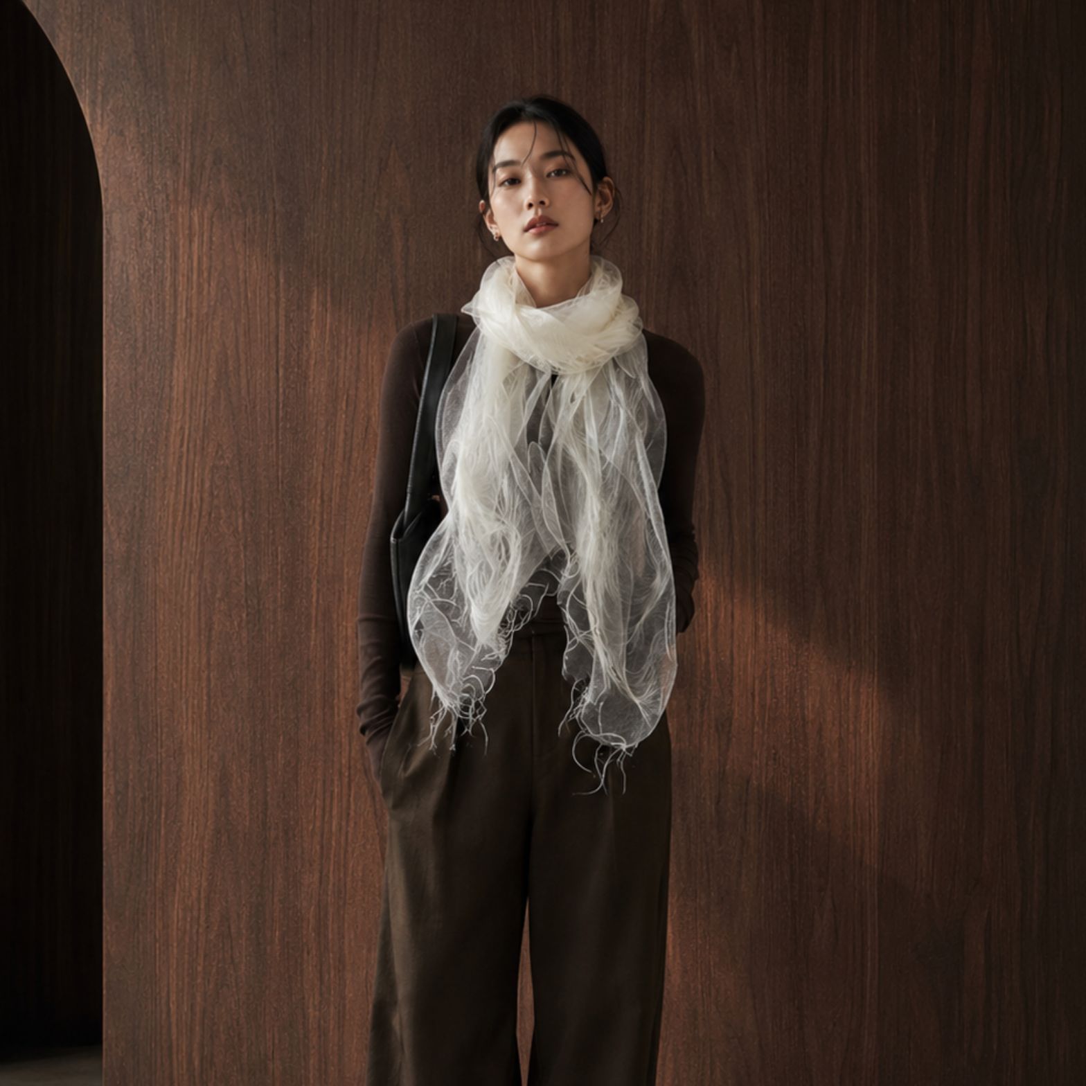 【Large Size Maito】Affordable Alternative Silk Scarf 100% Three-Layer Textured Silk Tassel Scarf Spring and Summer Feather Gauze Shawl